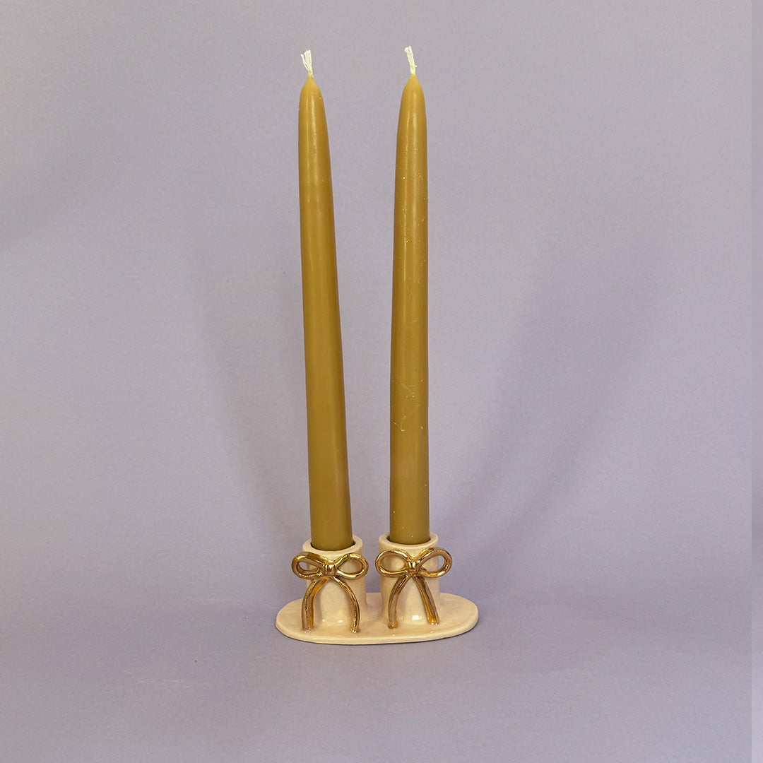 Bow Taper Candle Holder - Double