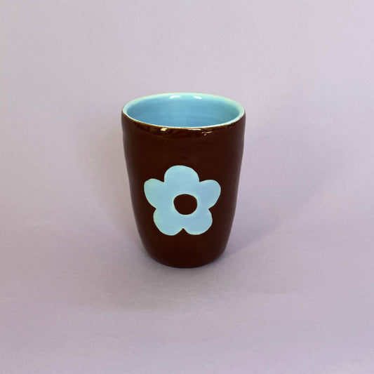 Blue and Brown Flower Cup 1