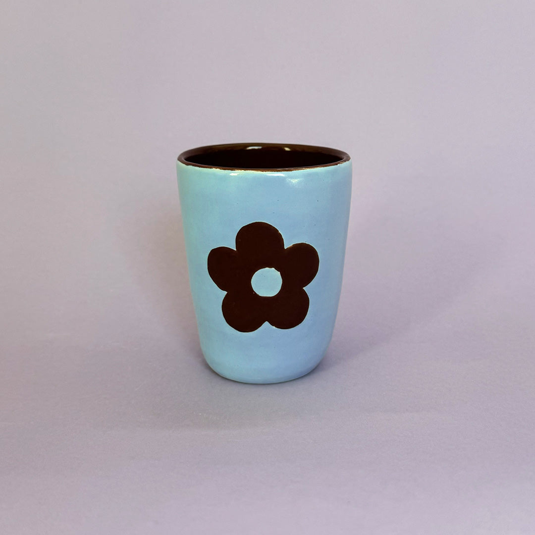 Blue and Brown Flower Cup 2