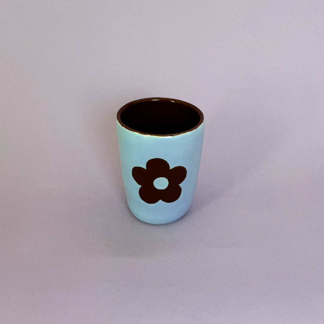 Blue and Brown Flower Cup 2