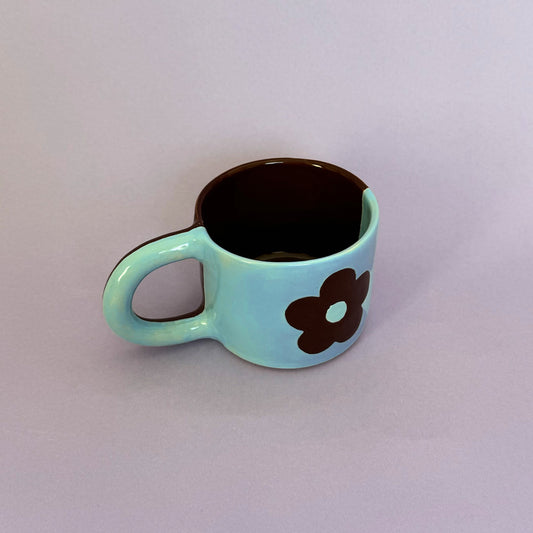 Blue and Brown Flower Mug