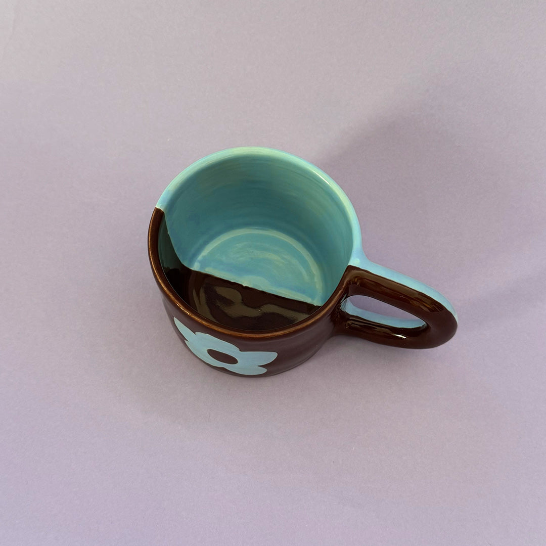 Blue and Brown Flower Mug