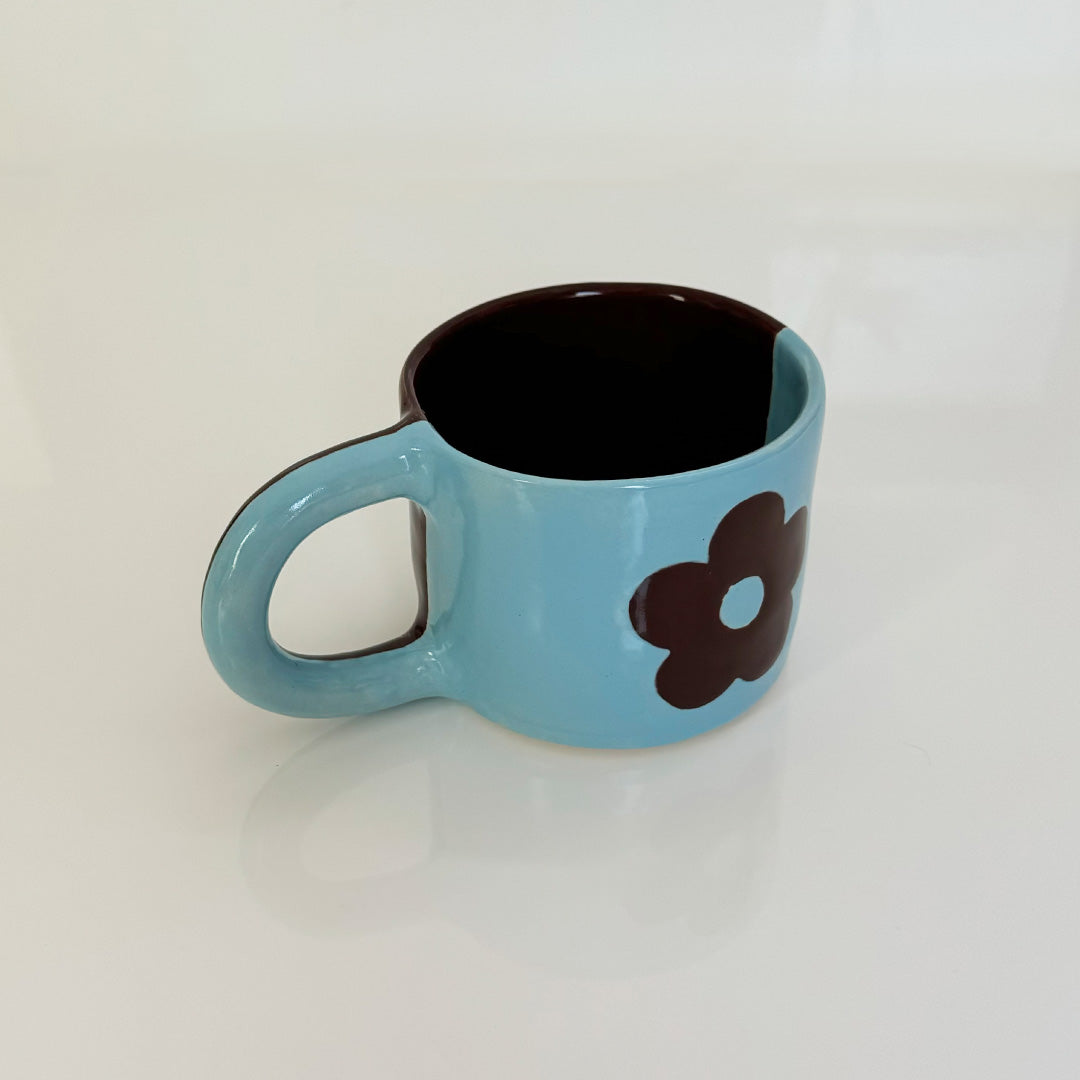 Blue and Brown Flower Mug