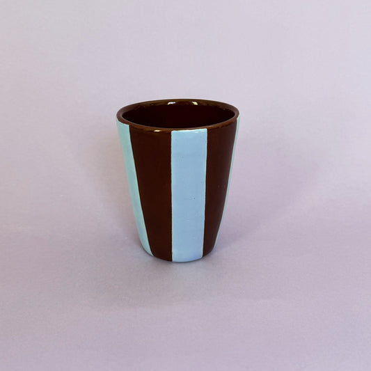 Blue and Brown Stripe Cup