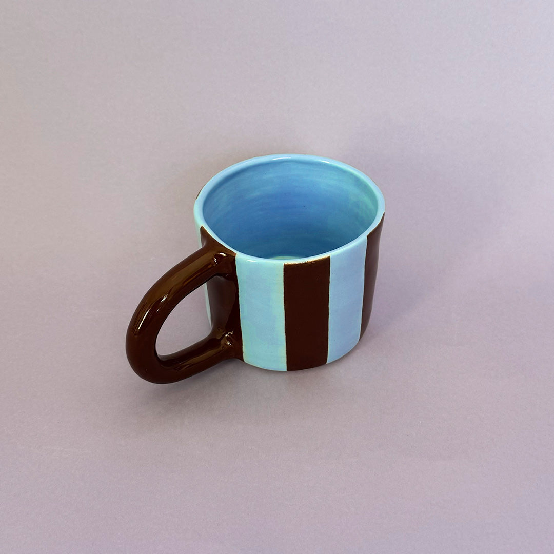 Blue and Brown Stripe Mug