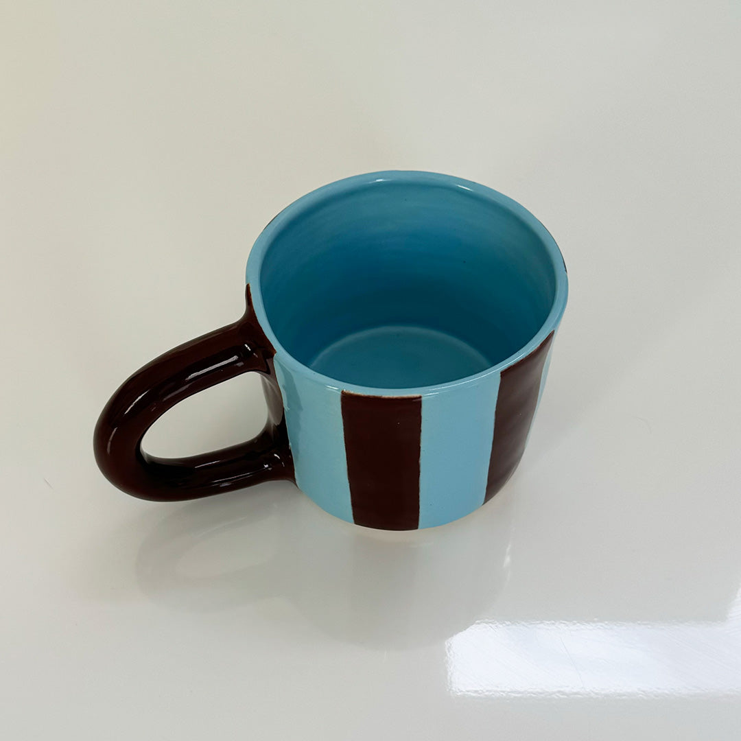 Blue and Brown Stripe Mug