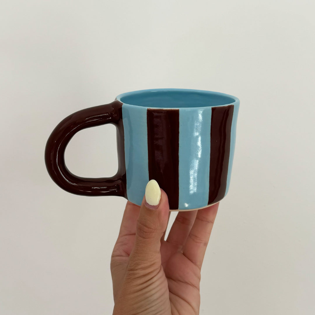 Blue and Brown Stripe Mug