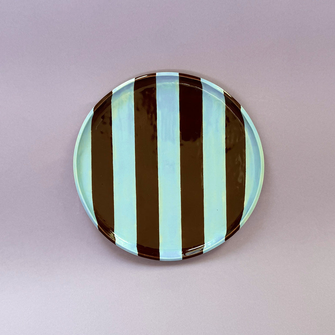 Blue and Brown Stipe Plate