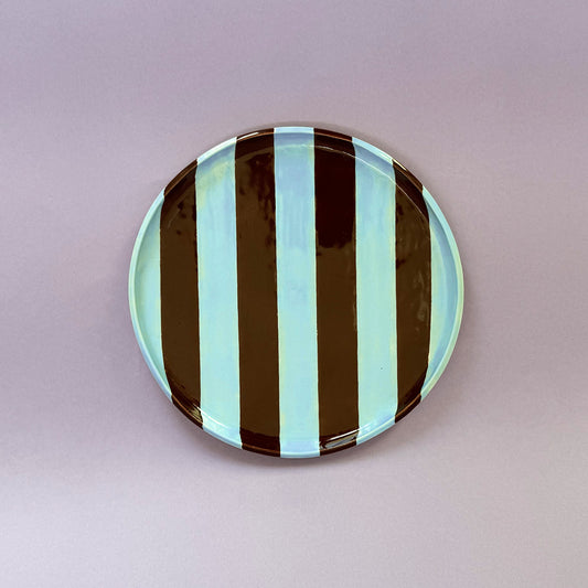 Blue and Brown Stipe Plate