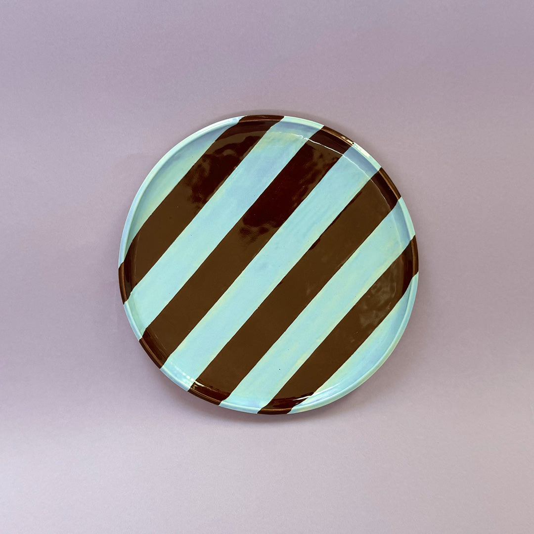 Blue and Brown Stipe Plate